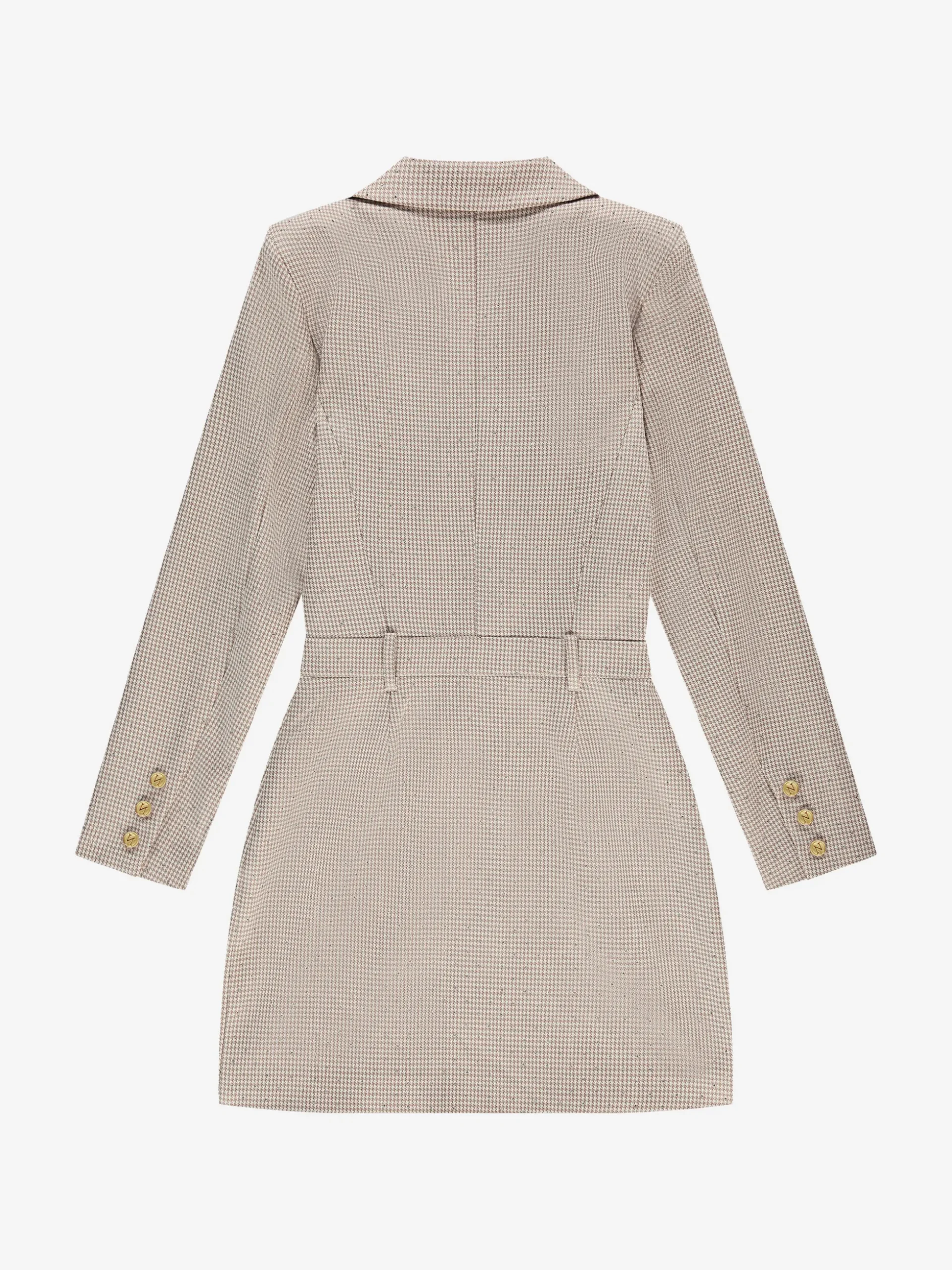 Aansluitende blazer jurk met pied-de-poule patroon en strass steentjes