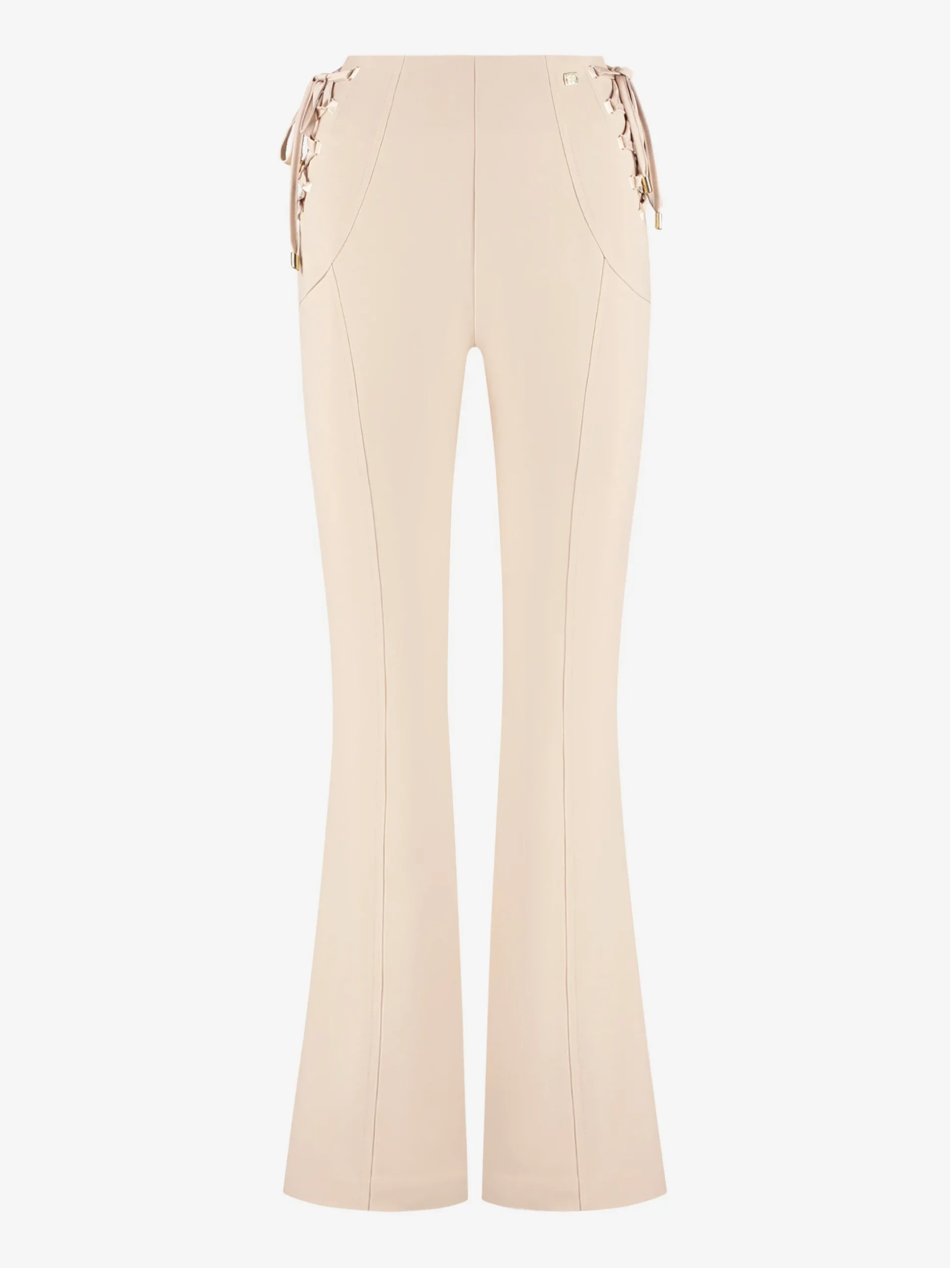 Aansluitende flared broek met veter details