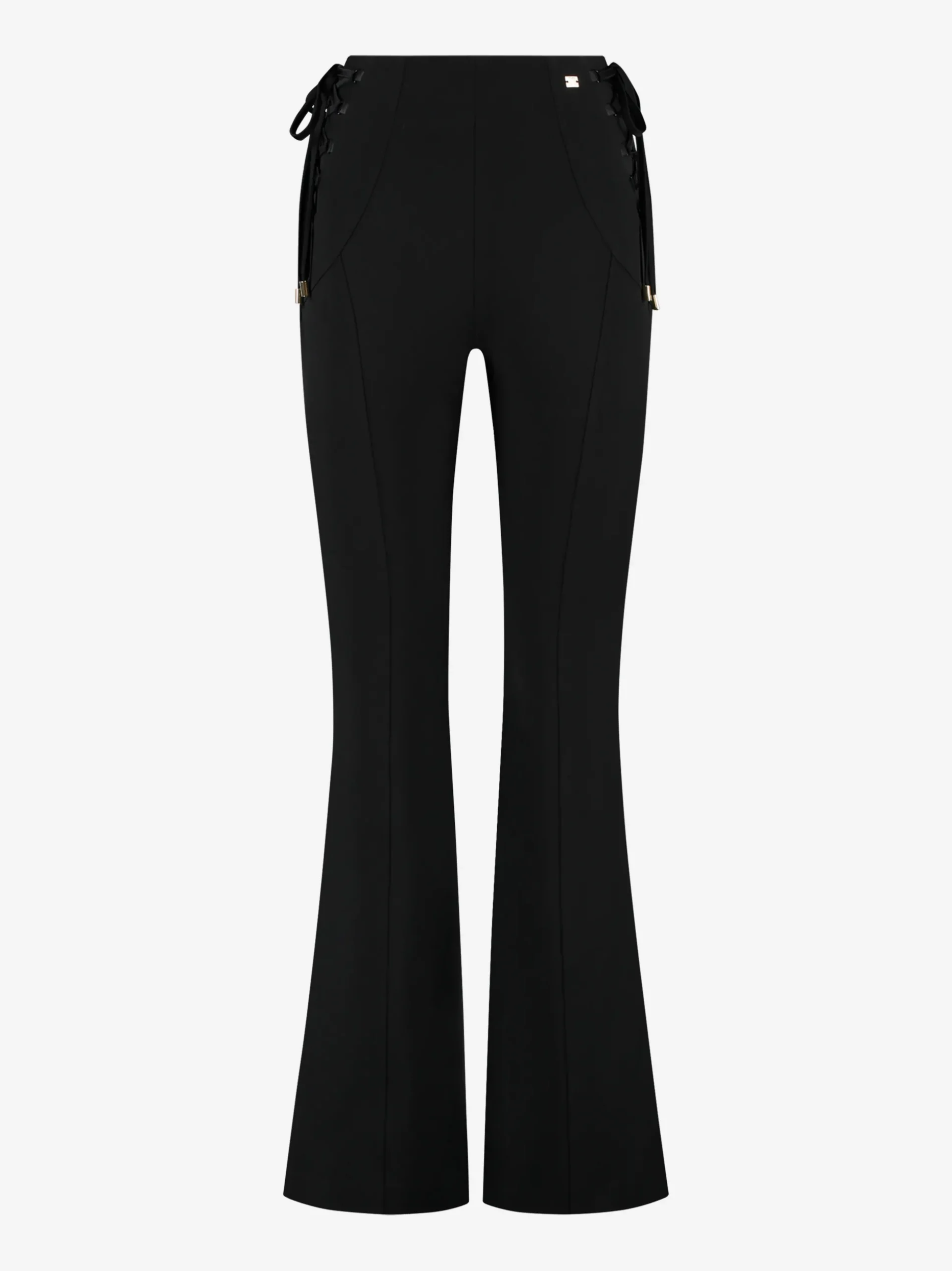 Aansluitende flared broek met veter details