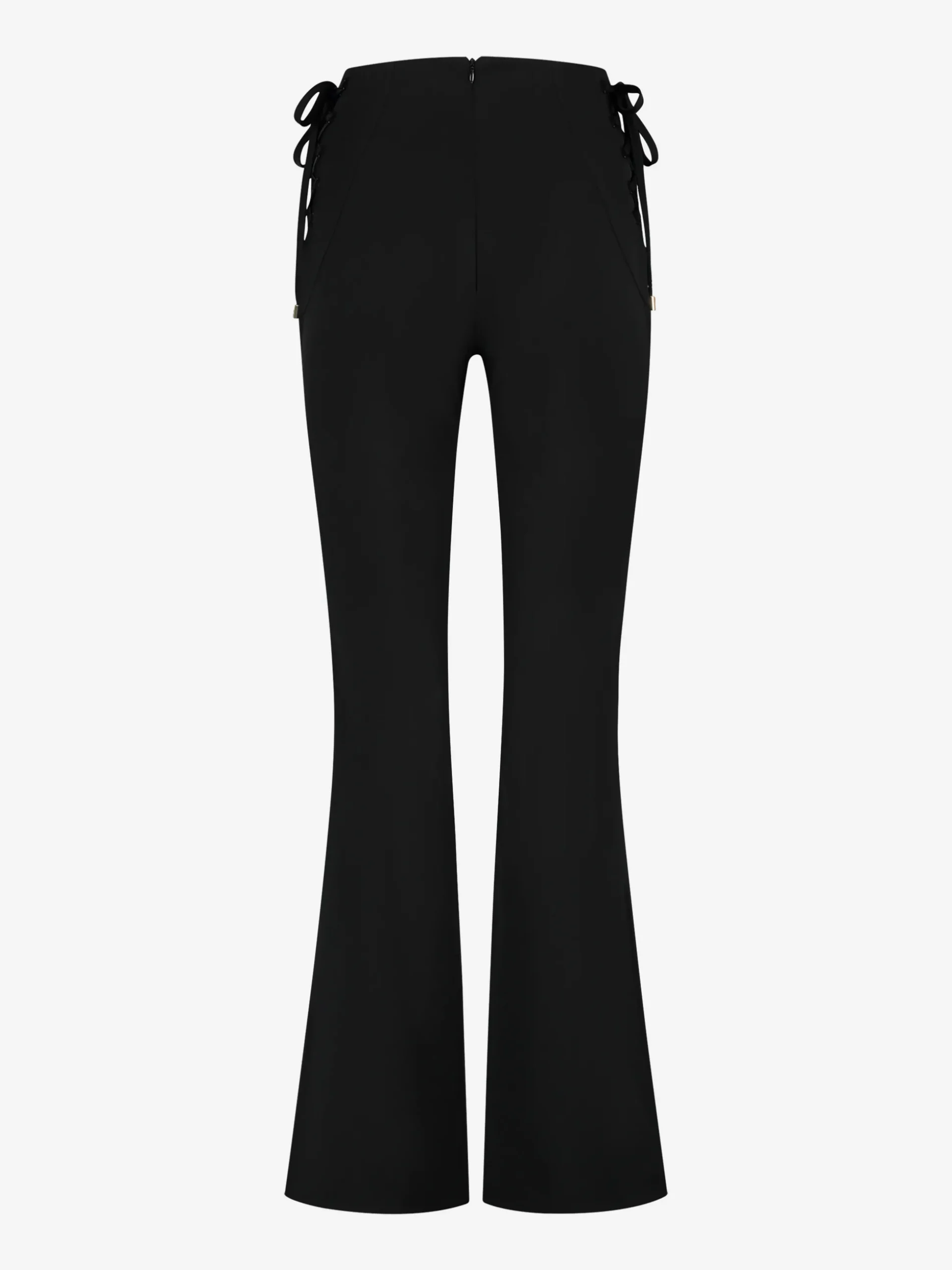 Aansluitende flared broek met veter details