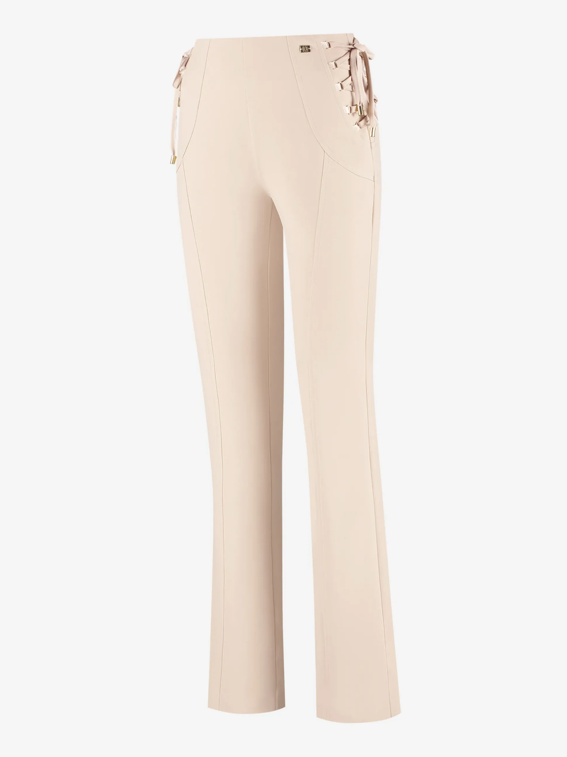 Aansluitende flared broek met veter details