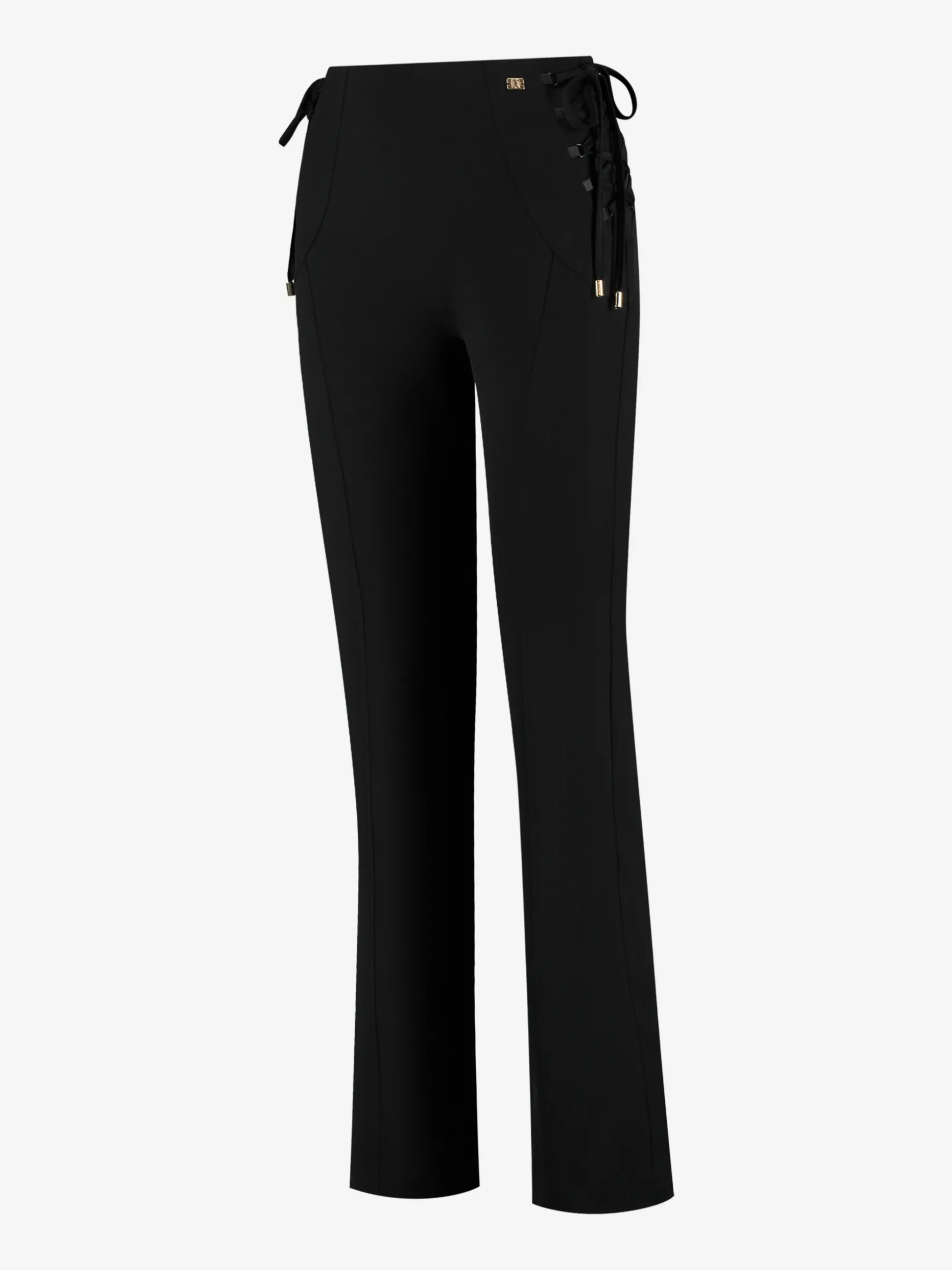 Aansluitende flared broek met veter details
