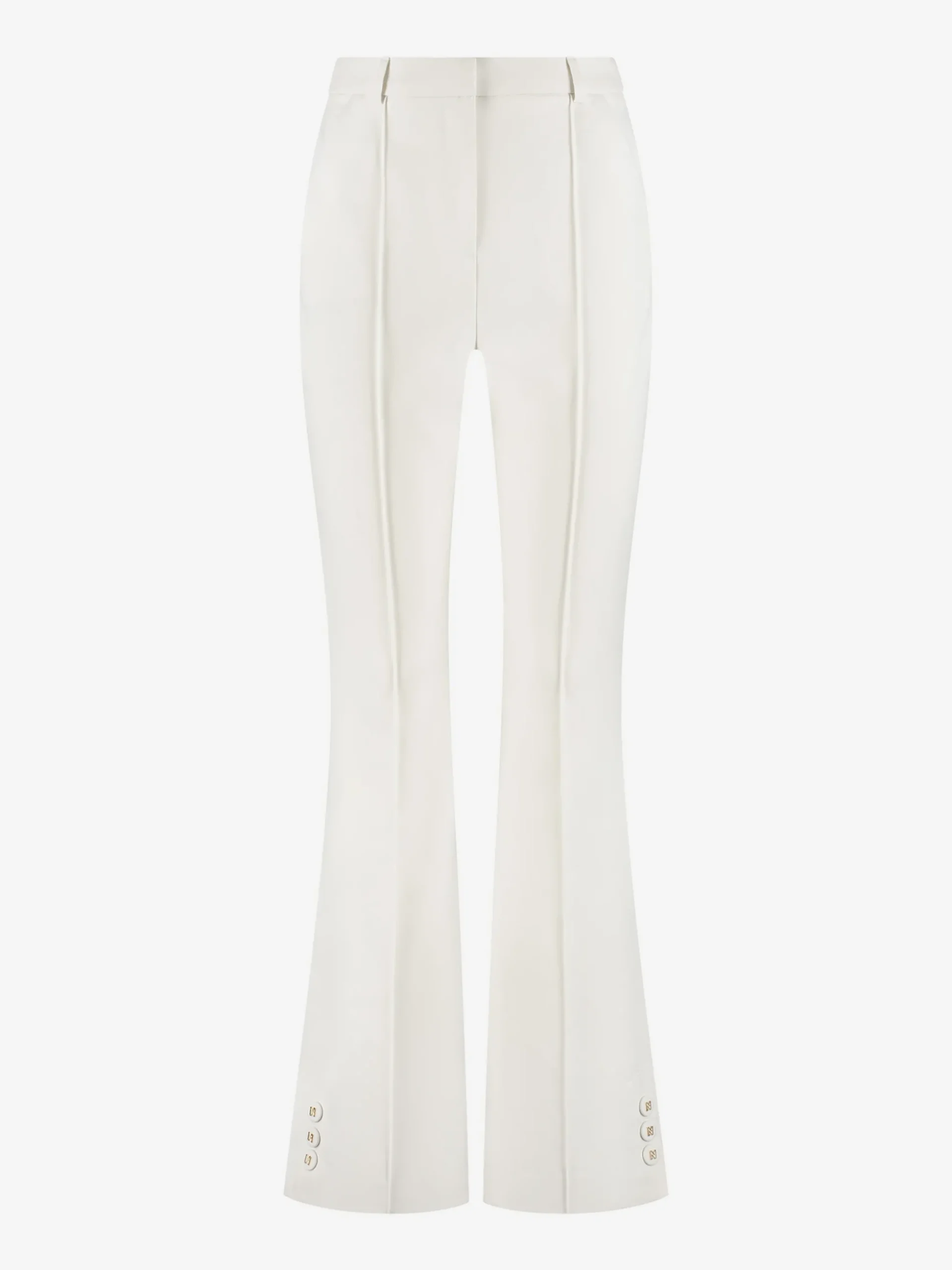 Aansluitende flared pantalon met naden en N-knopen