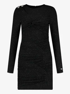 Aansluitende glitter jurk met detail op schouder