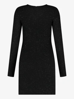 Aansluitende glitter jurk met detail op schouder