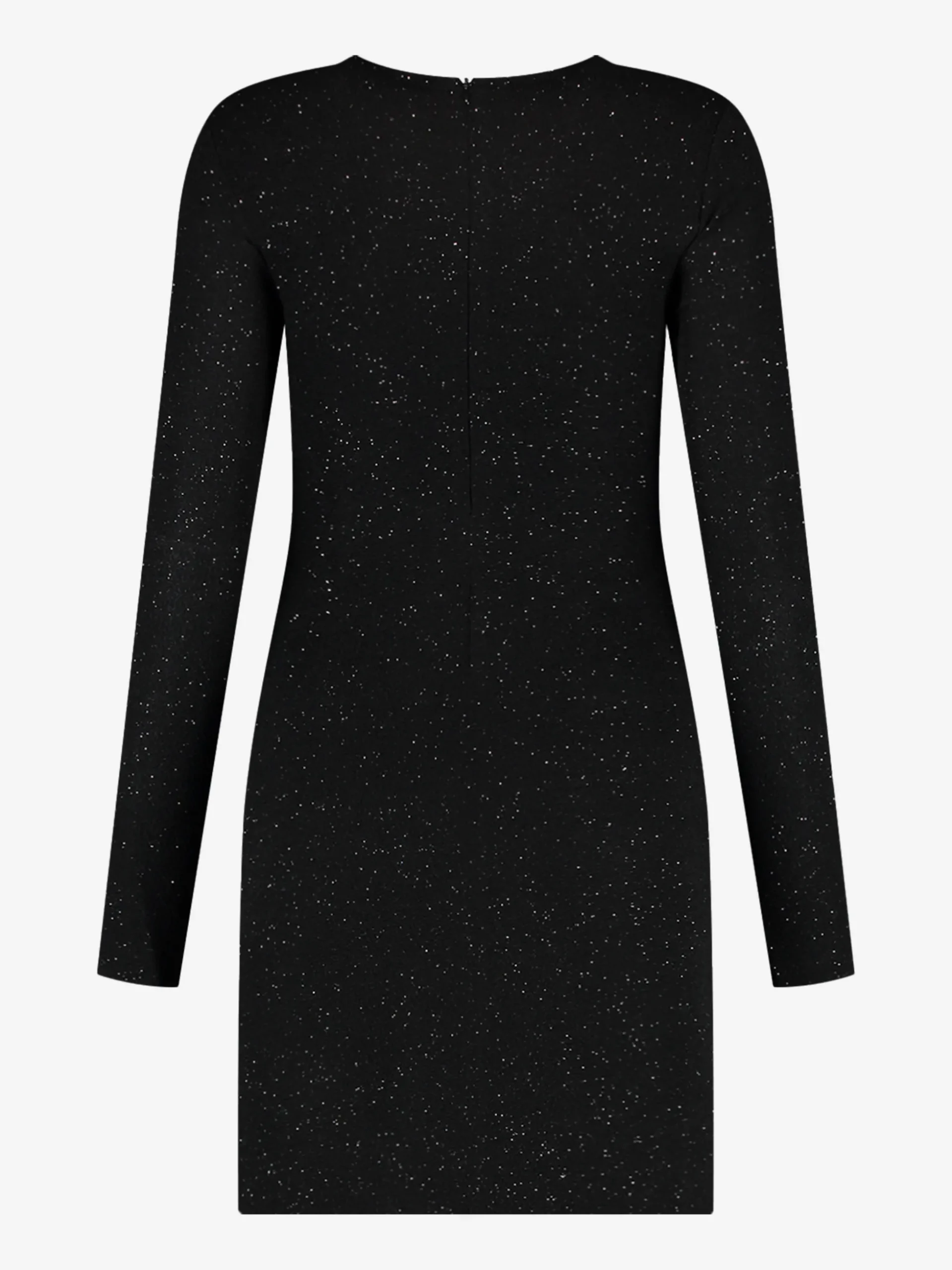 Aansluitende glitter jurk met detail op schouder