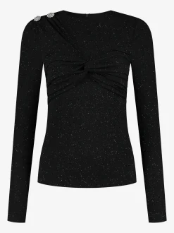 Aansluitende glitter top met gedrapeerd detail