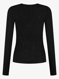 Aansluitende glitter top met gedrapeerd detail