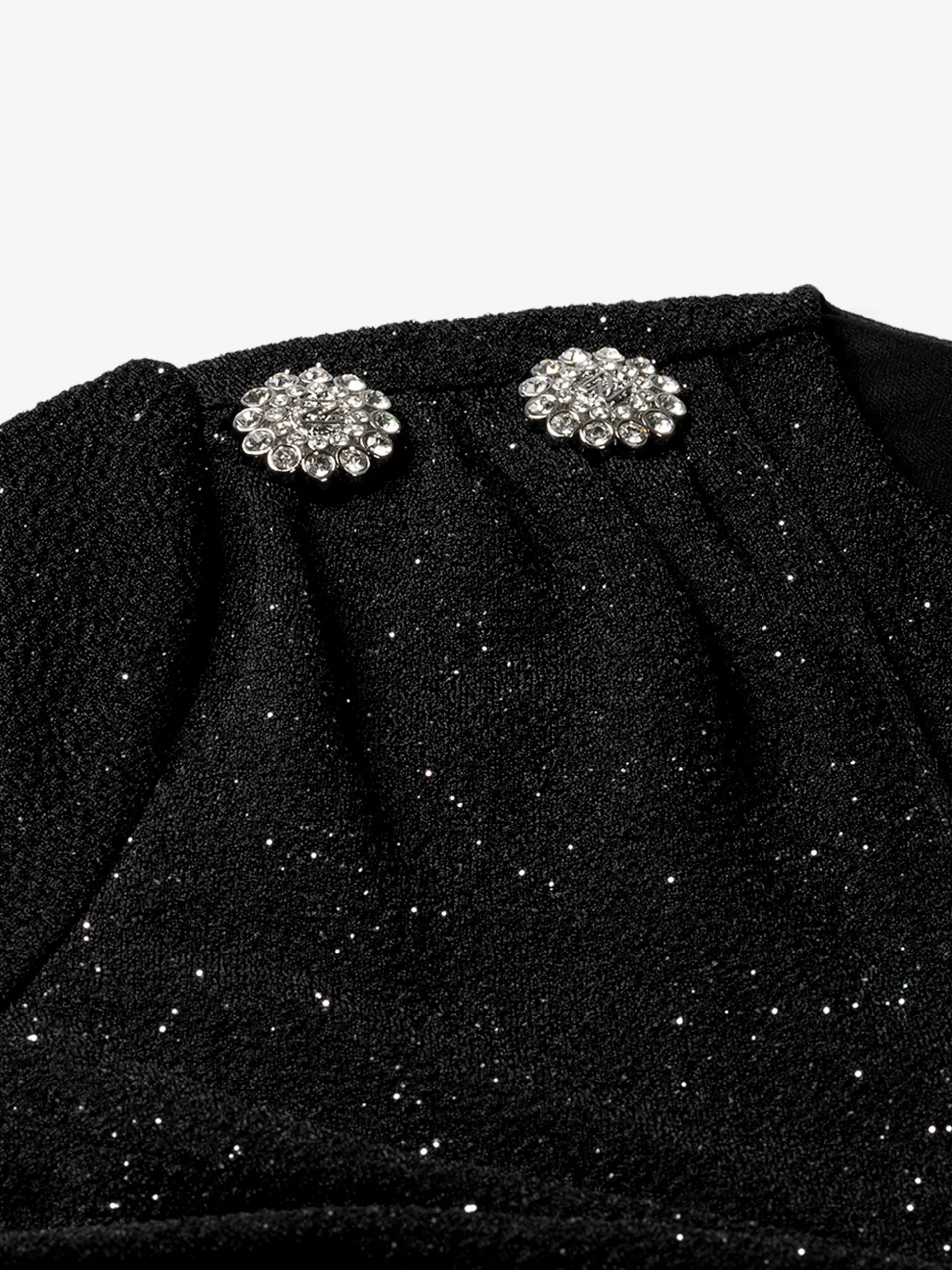 Aansluitende glitter top met gedrapeerd detail