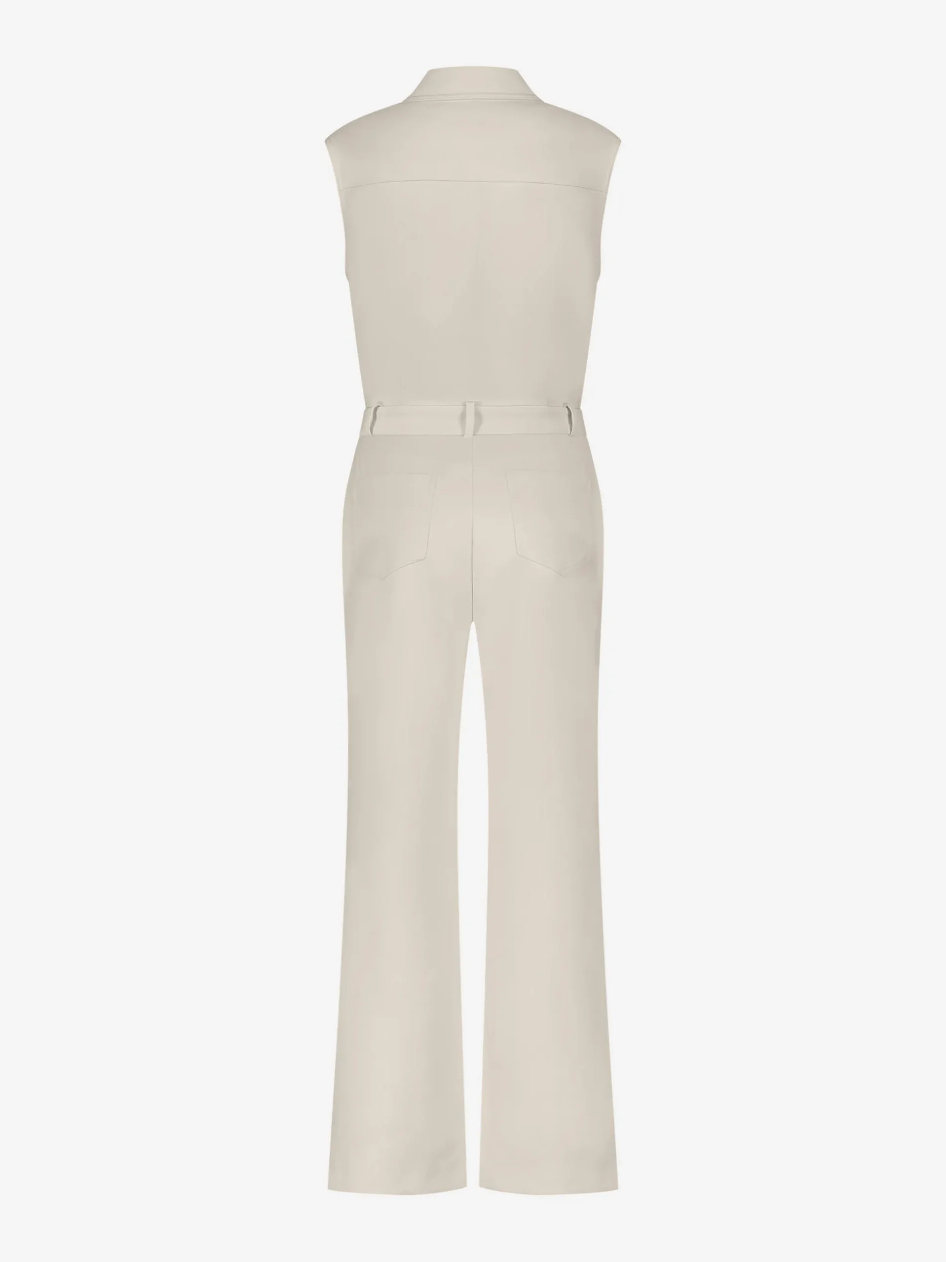 Aansluitende jumpsuit met rij FH knopen en wijde pijpen
