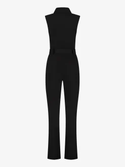 Aansluitende jumpsuit met centrale rits en ceintuur