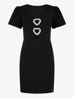 Aansluitende jurk met pofmouwen en strass details