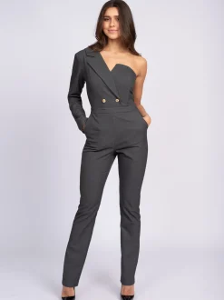 Aansluitende one shoulder jumpsuit