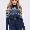 Aansluitende top met logo patroon en col