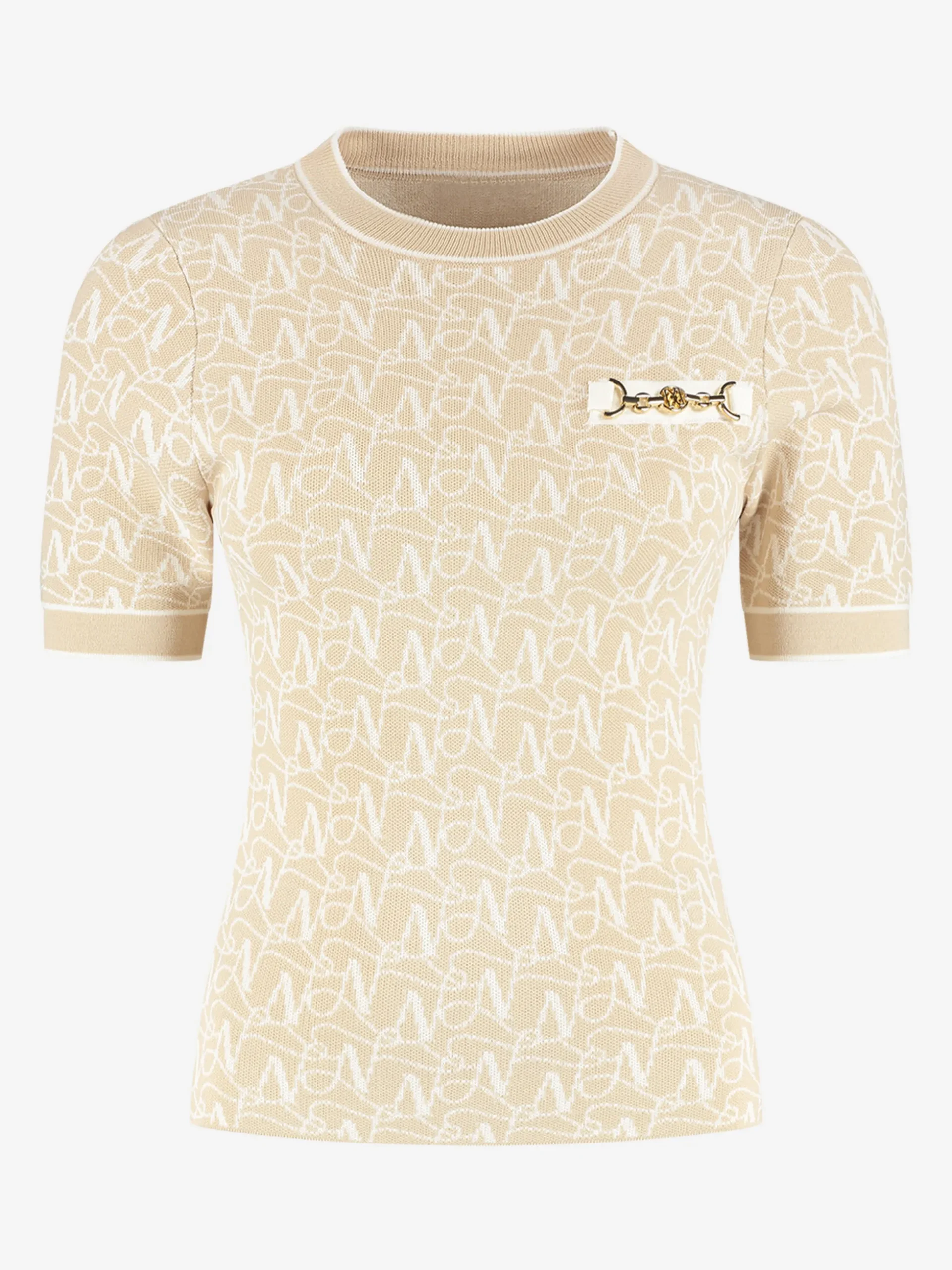 Aansluitende top met logo patroon en ketting detail