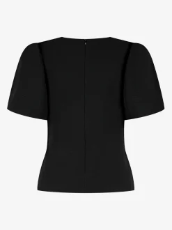 Aansluitende top met pofmouwen en strass detail