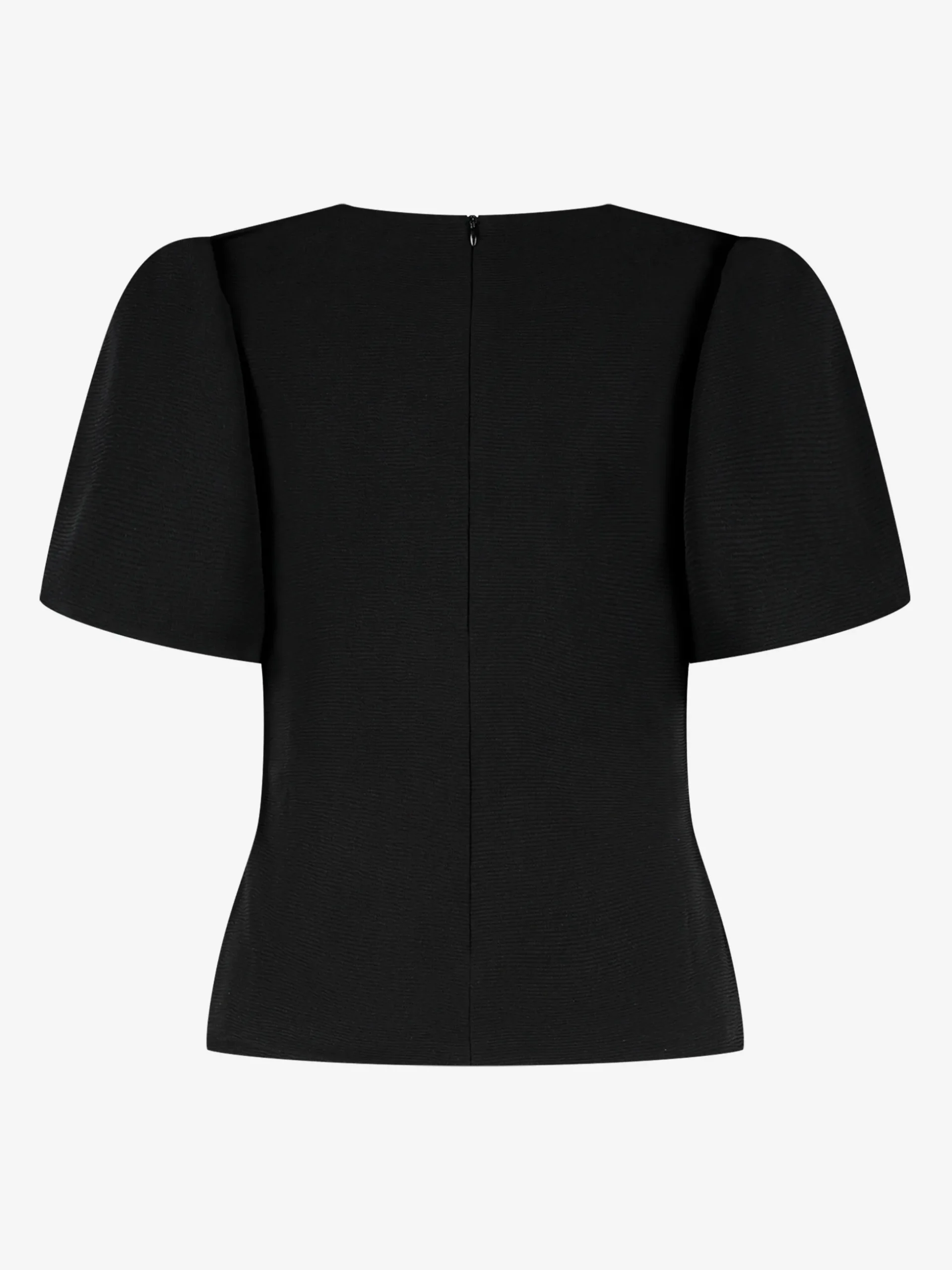Aansluitende top met pofmouwen en strass detail