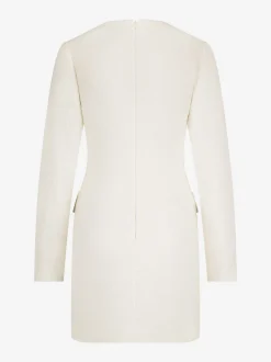 Aansluitende tweed jurk met N-knopen