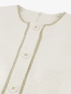 Aansluitende tweed jurk met N-knopen