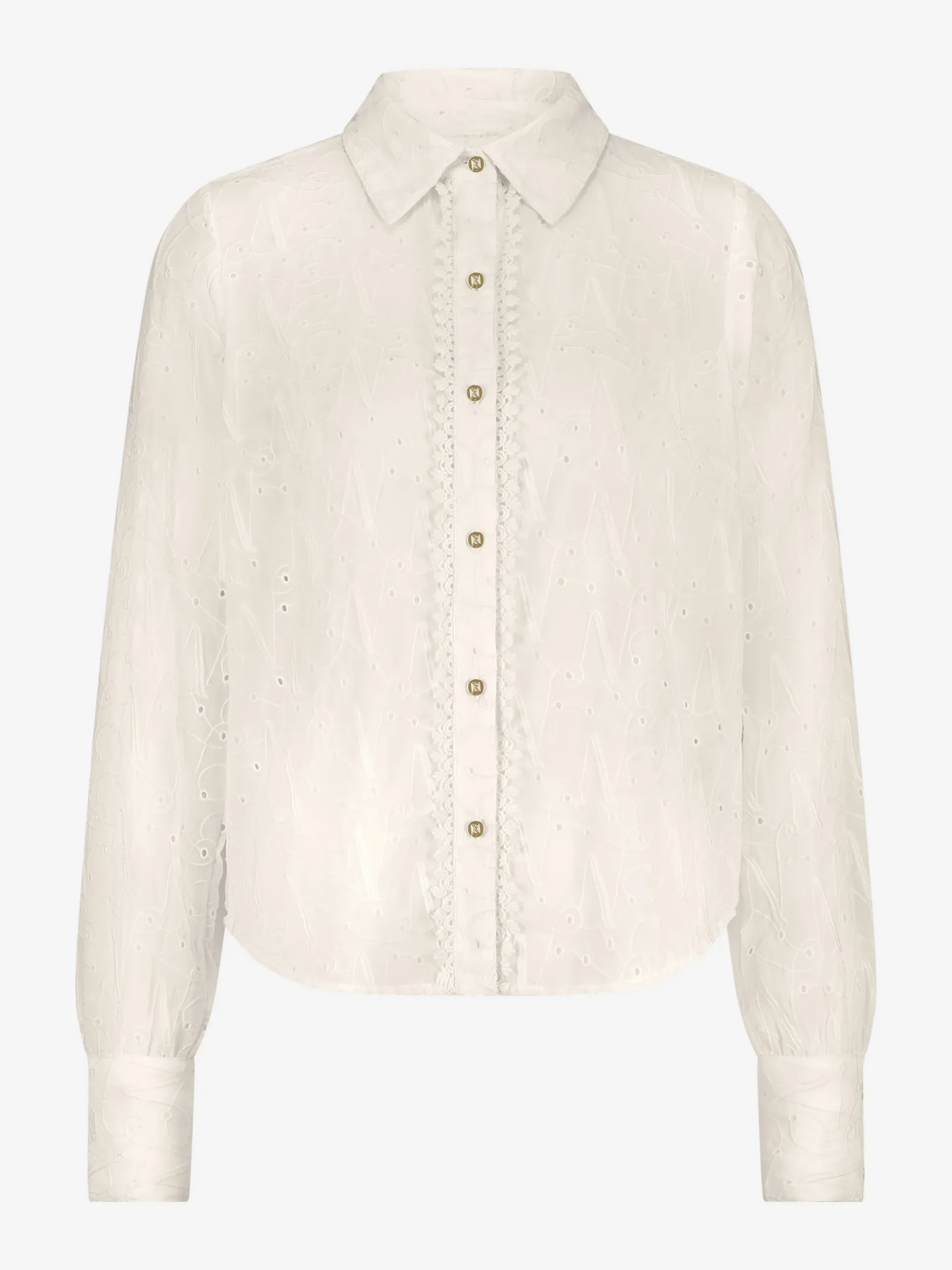Blouse met broderie anglaise
