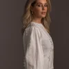 Blouse met broderie en ballonmouwen