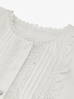 Blouse met broderie en ballonmouwen