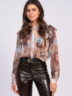 Blouse met grafische print en ruches