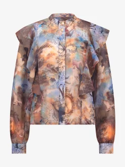 Blouse met grafische print en ruches