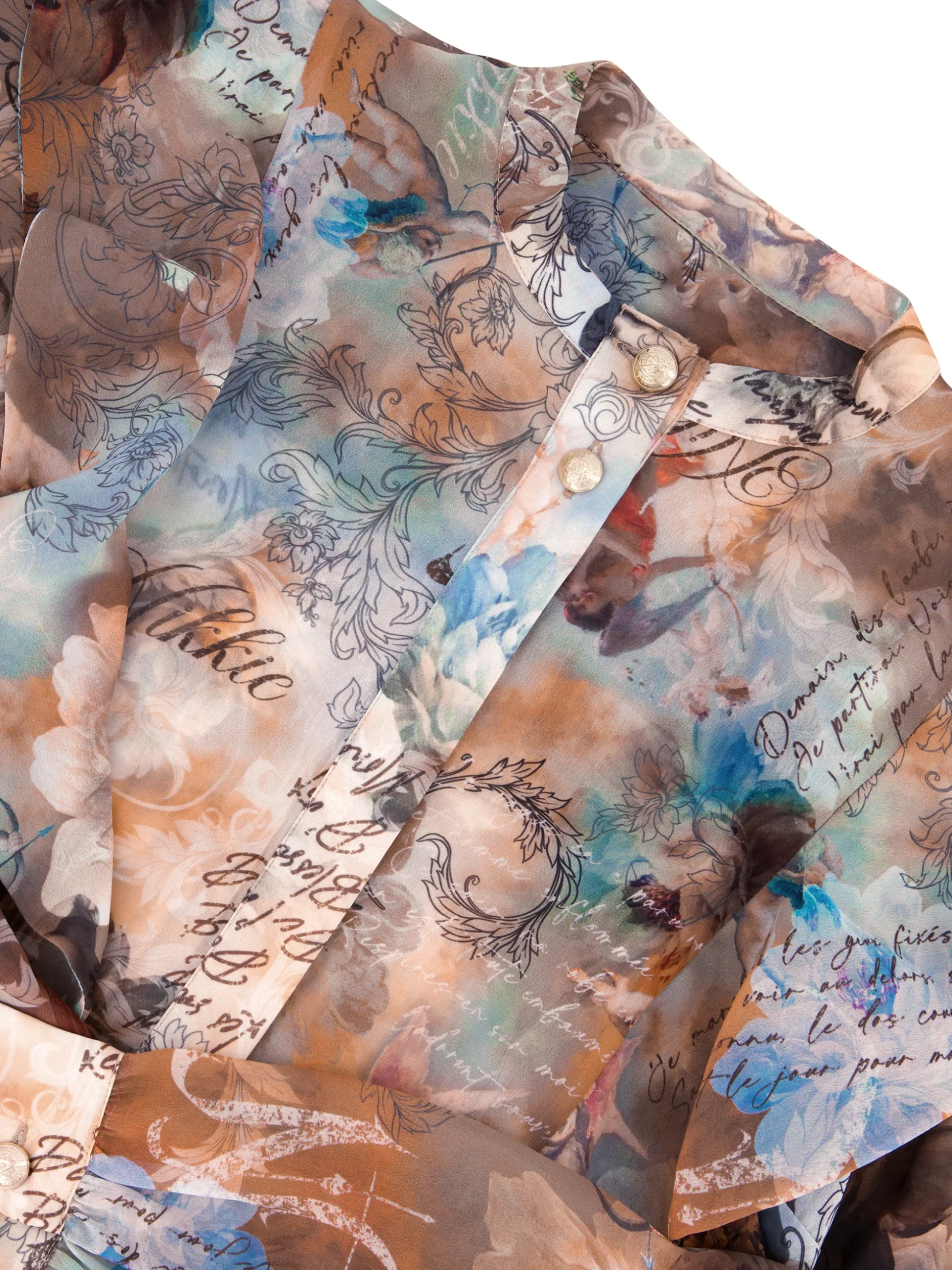 Blouse met grafische print en ruches