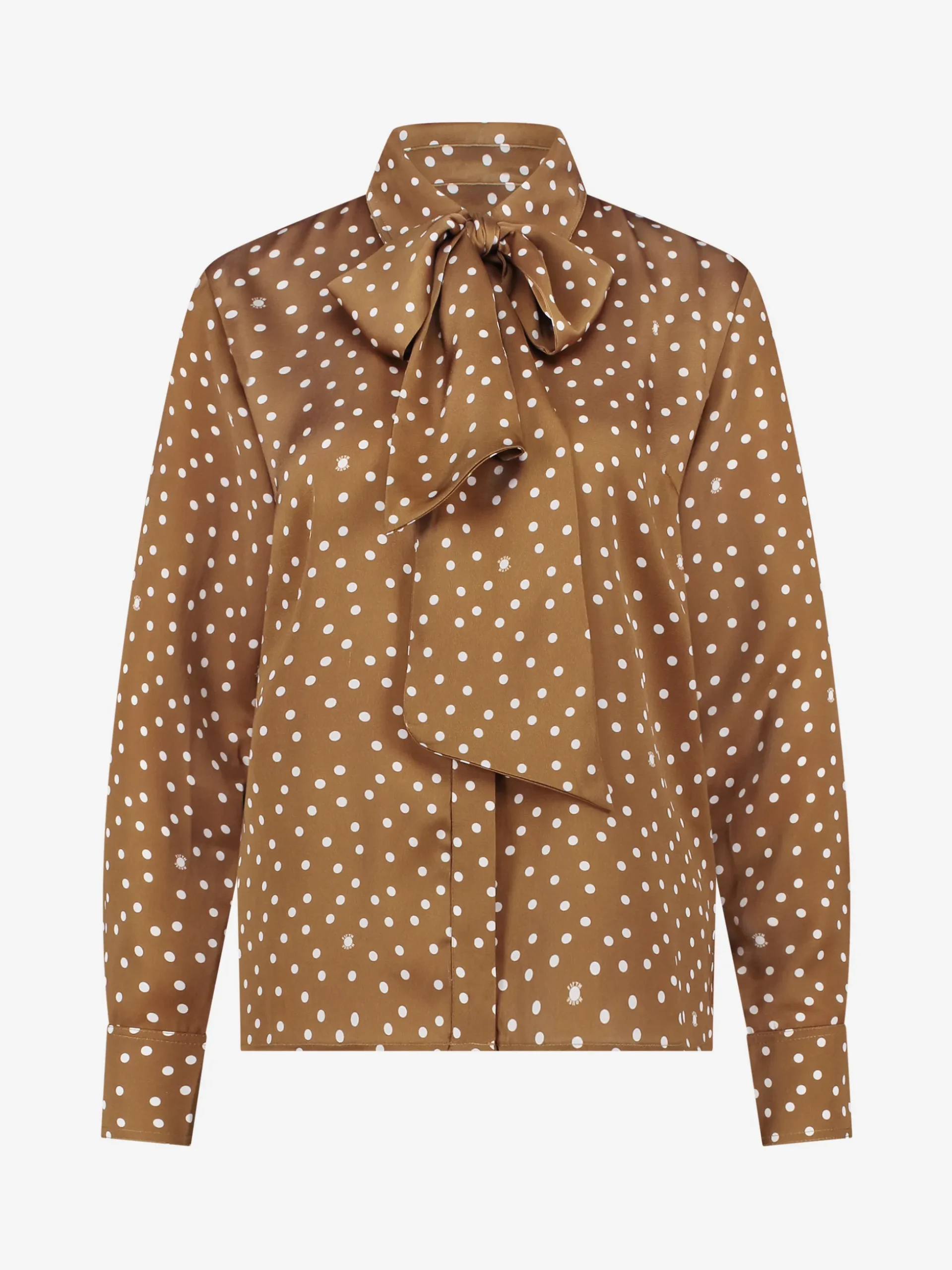 Blouse met stippen en strikkoord
