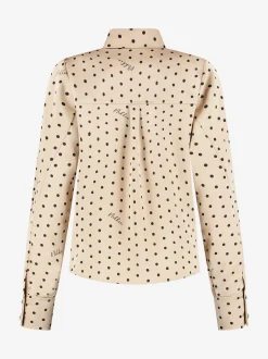 Blouse met stippen en strikkoord