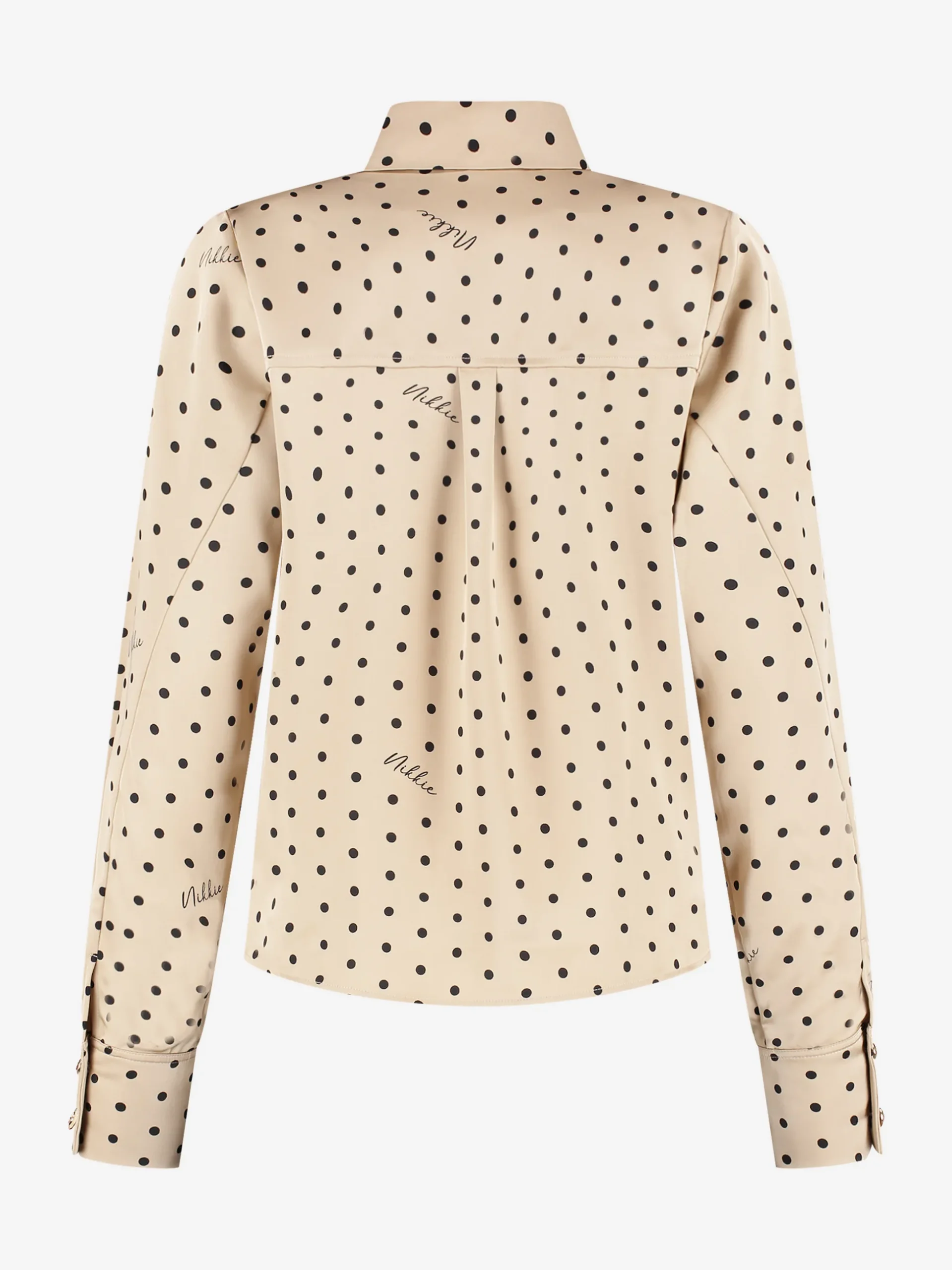 Blouse met stippen en strikkoord