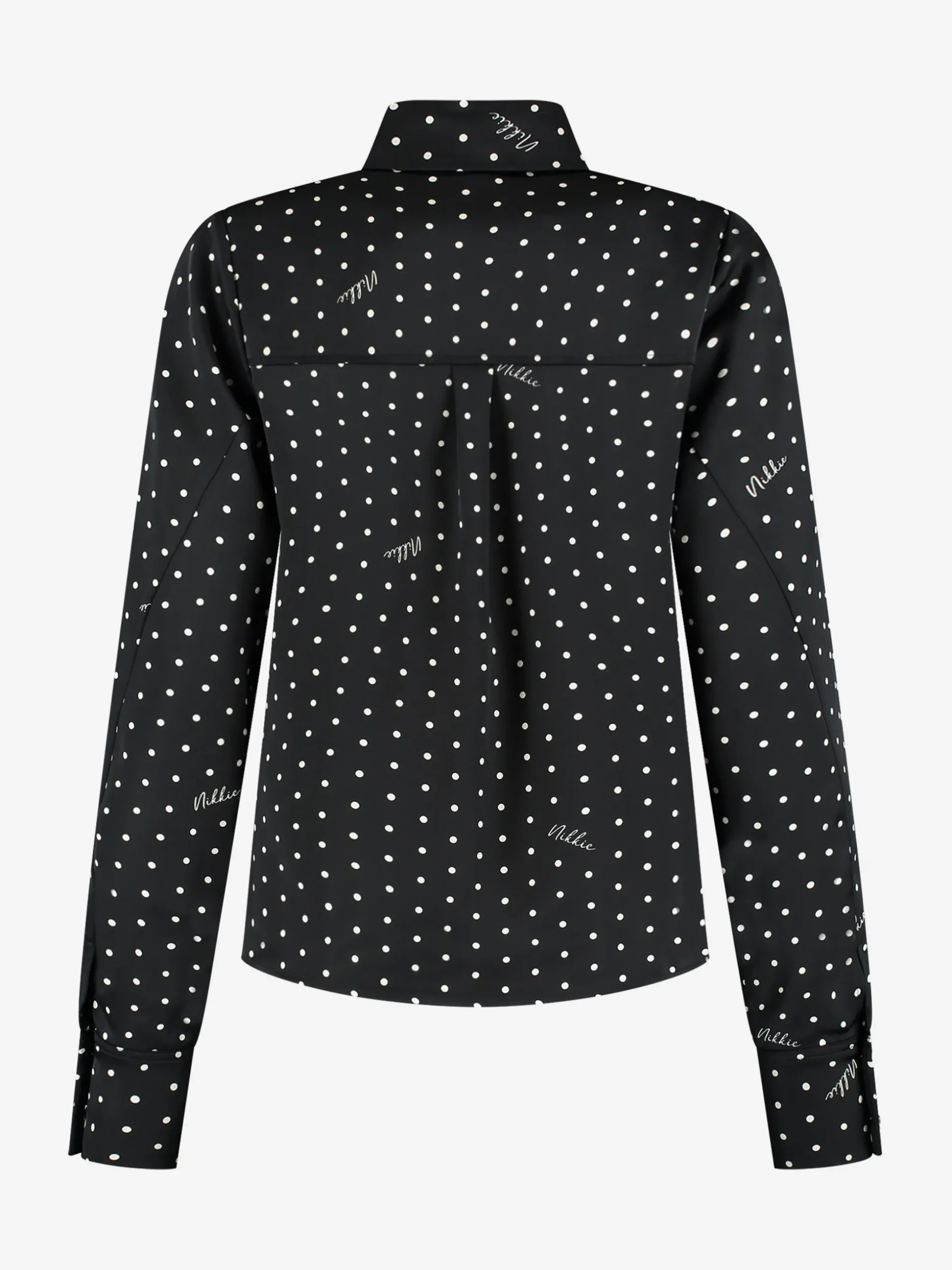 Blouse met stippen en strikkoord