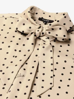 Blouse met stippen en strikkoord