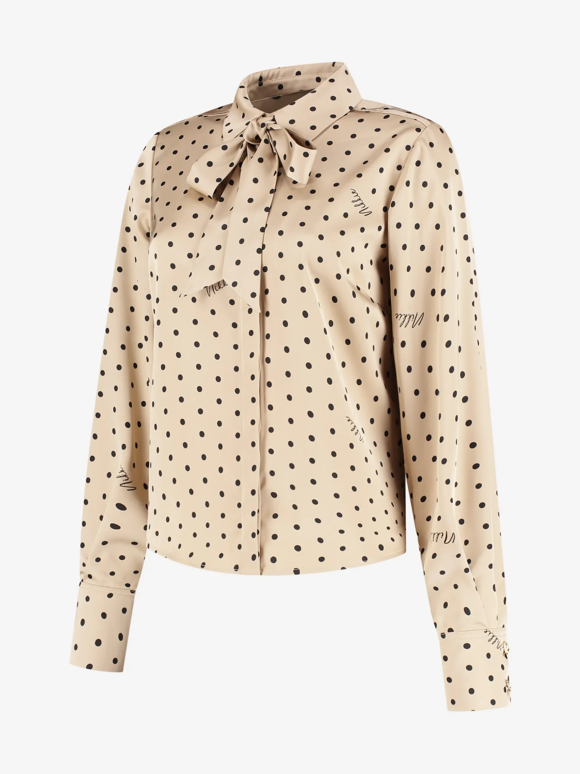 Blouse met stippen en strikkoord