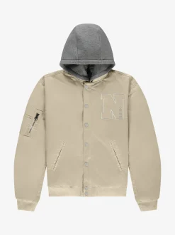 Bomberjack met capuchon van sweaterstof en N&N logo