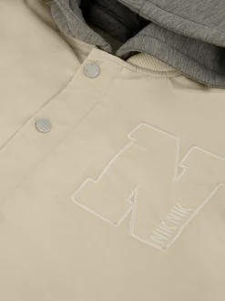 Bomberjack met capuchon van sweaterstof en N&N logo