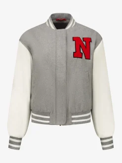 Bomberjack met N-logo en geborduurde university print
