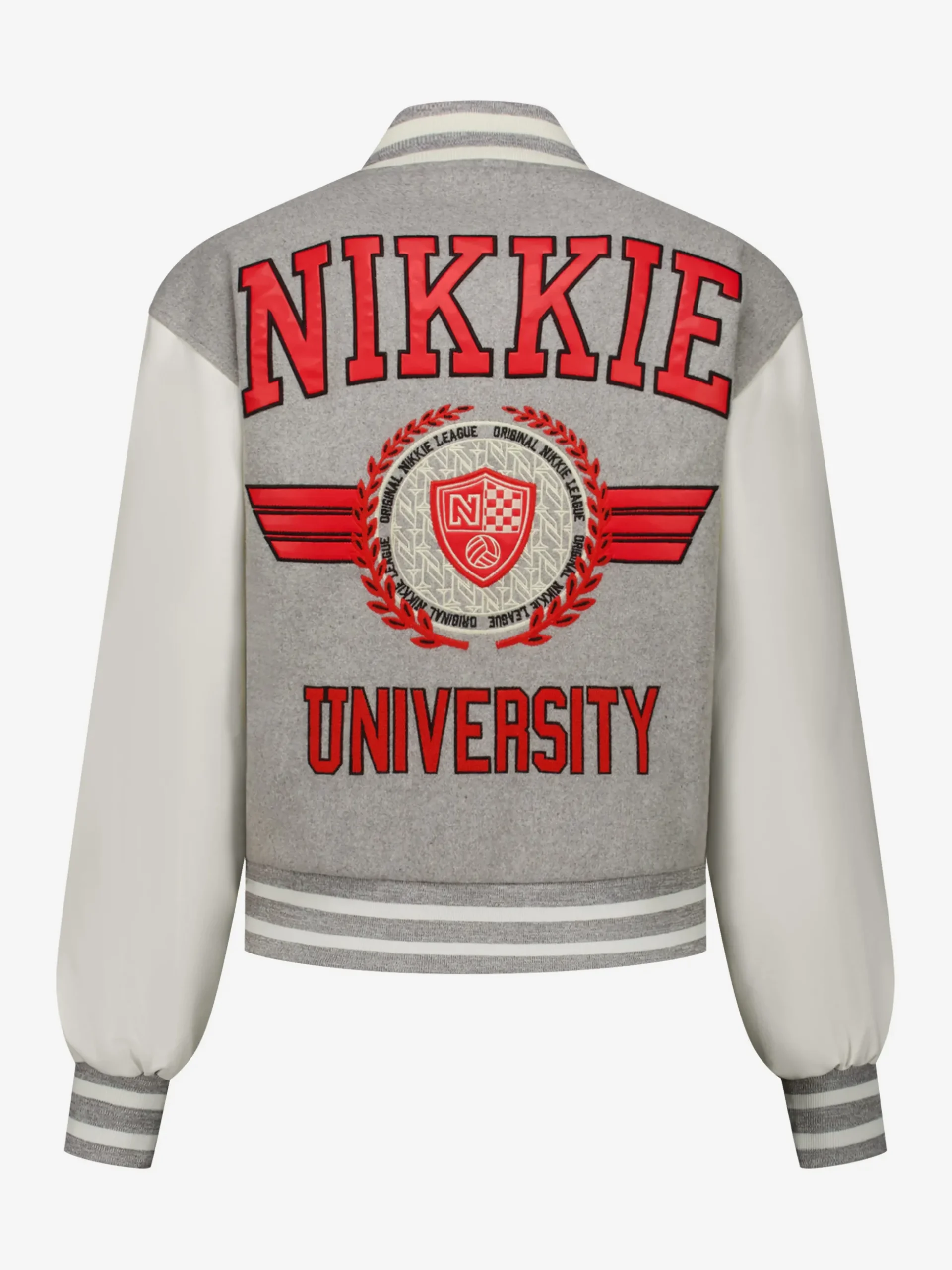 Bomberjack met N-logo en geborduurde university print