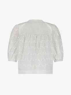 Broderie anglaise top met pofmouwen