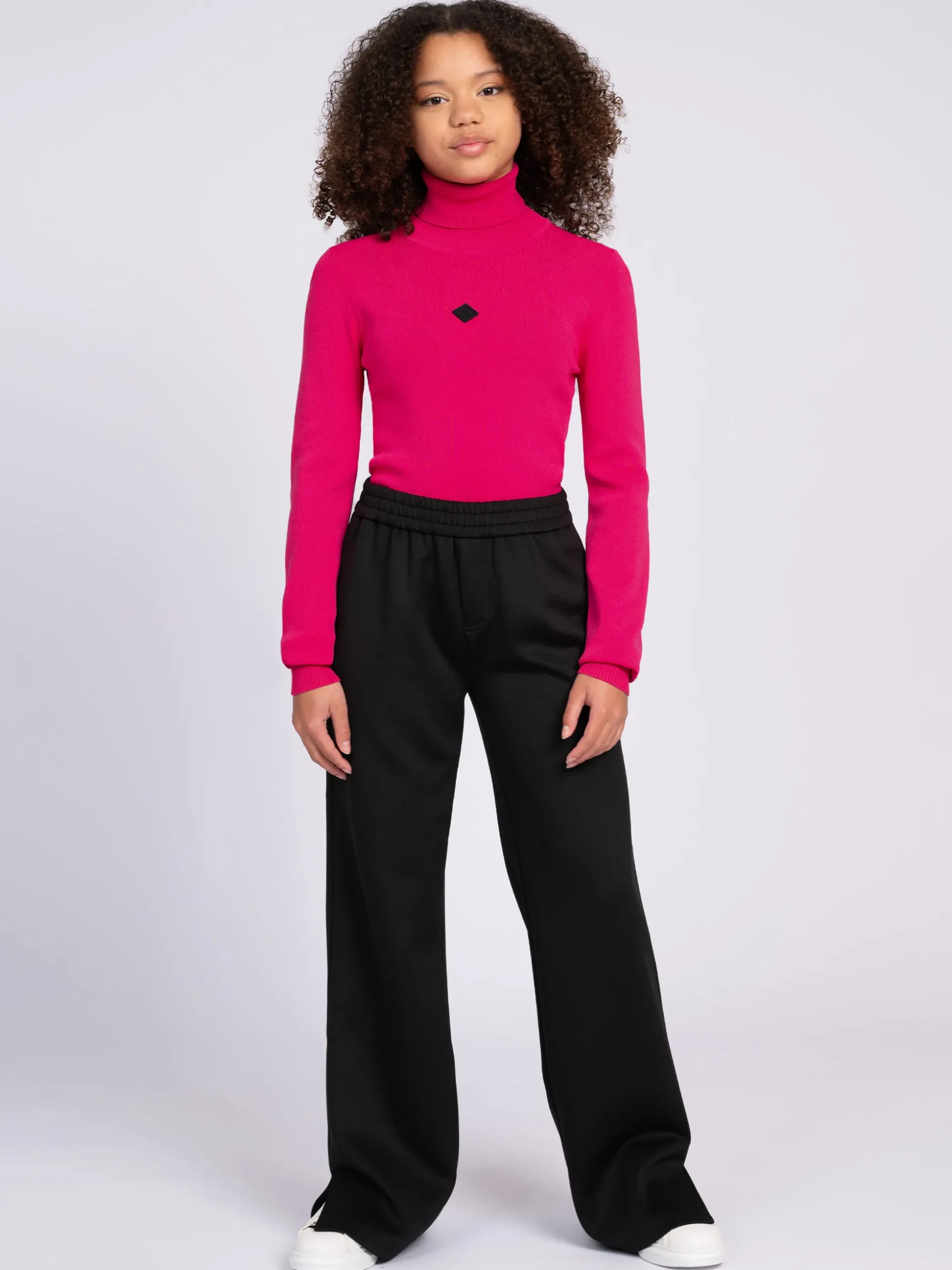 Broek met elastische tailleband en split