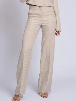 Broek met pied-de-poule patroon en strass steentjes
