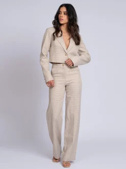 Broek met pied-de-poule patroon en strass steentjes