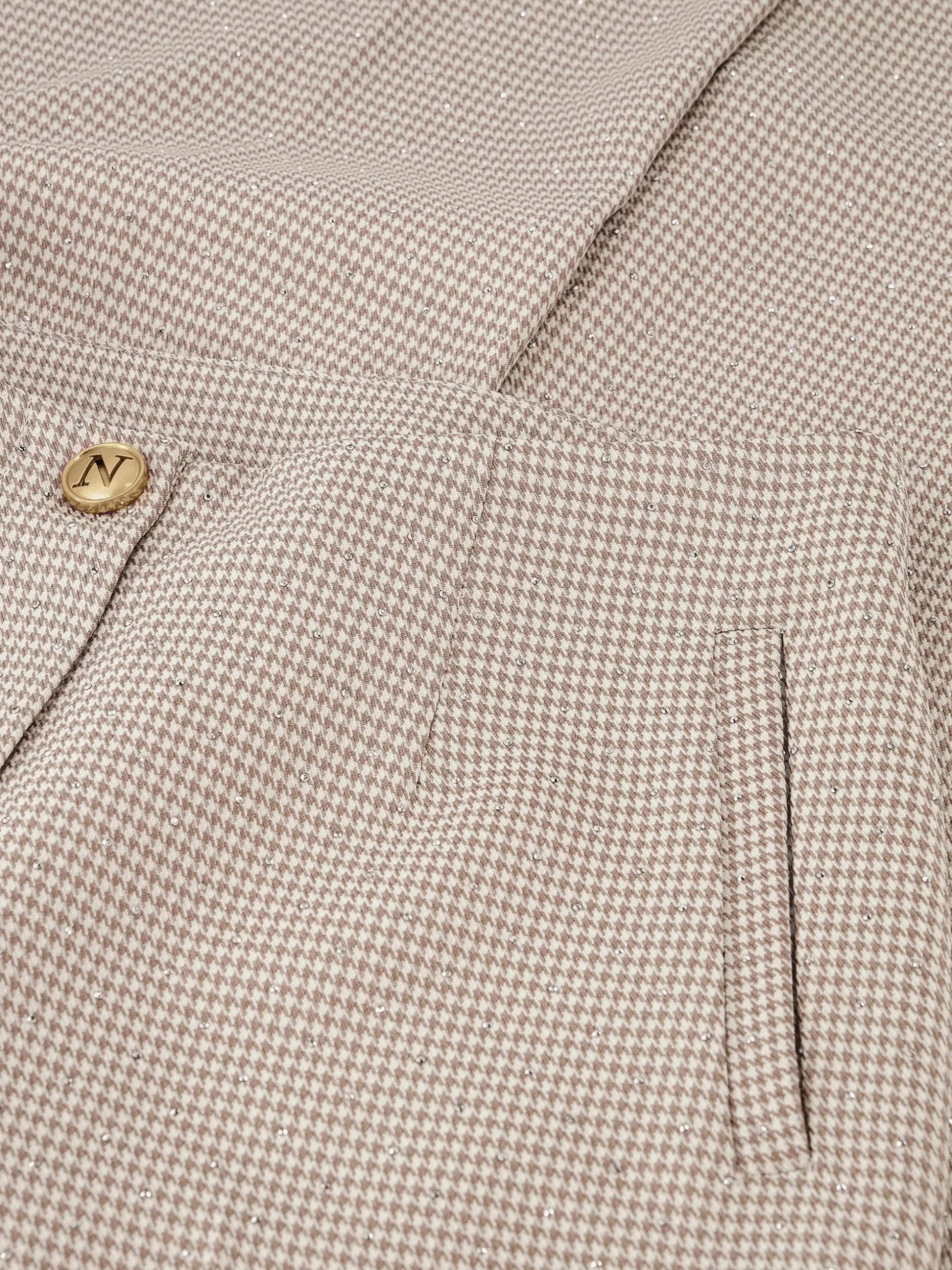 Broek met pied-de-poule patroon en strass steentjes