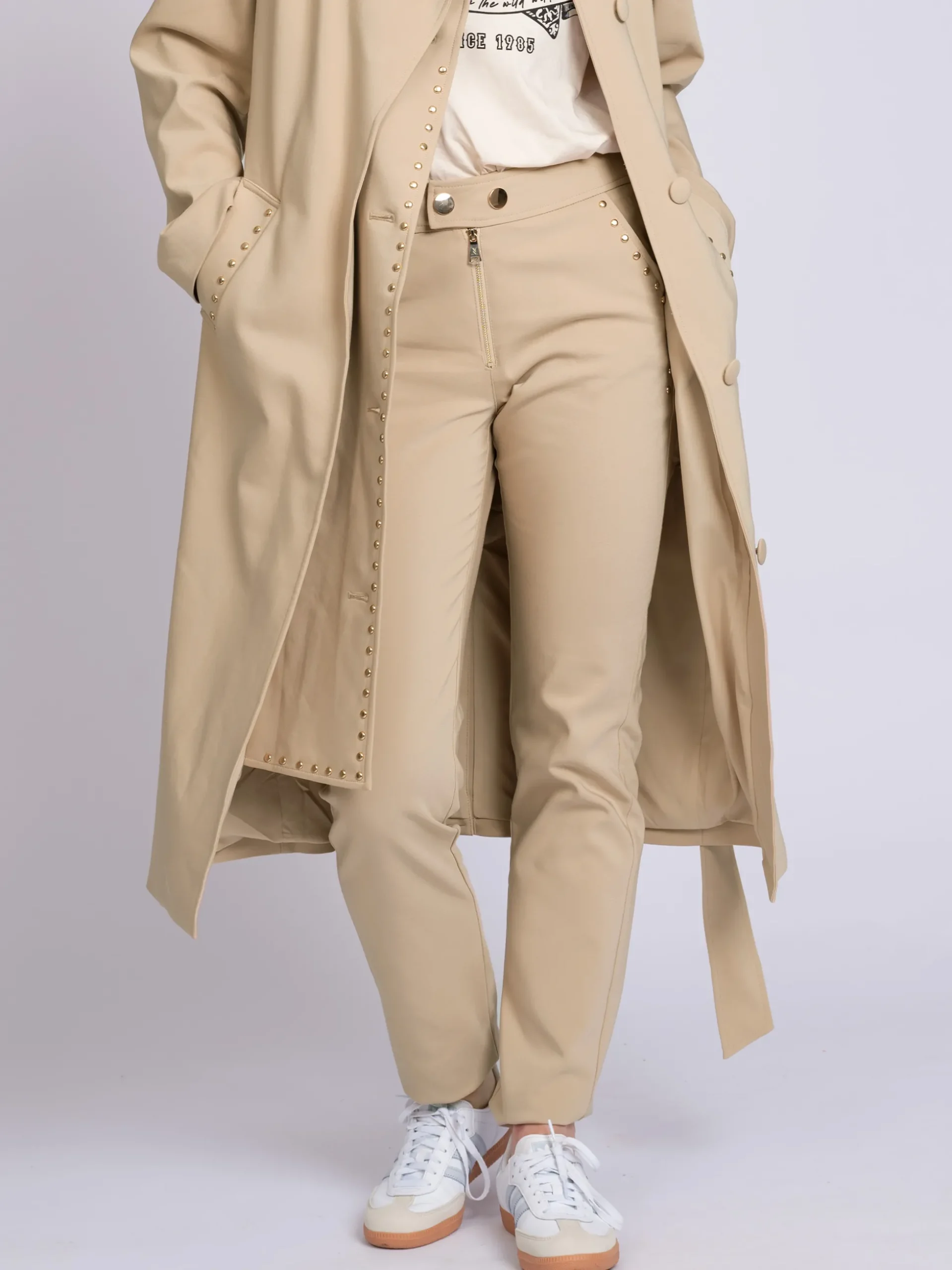 Broek met rits en decoratieve studs