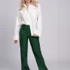 Broek van imitatieleer met wijde pijpen