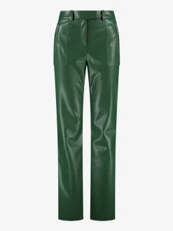 Broek van imitatieleer met wijde pijpen