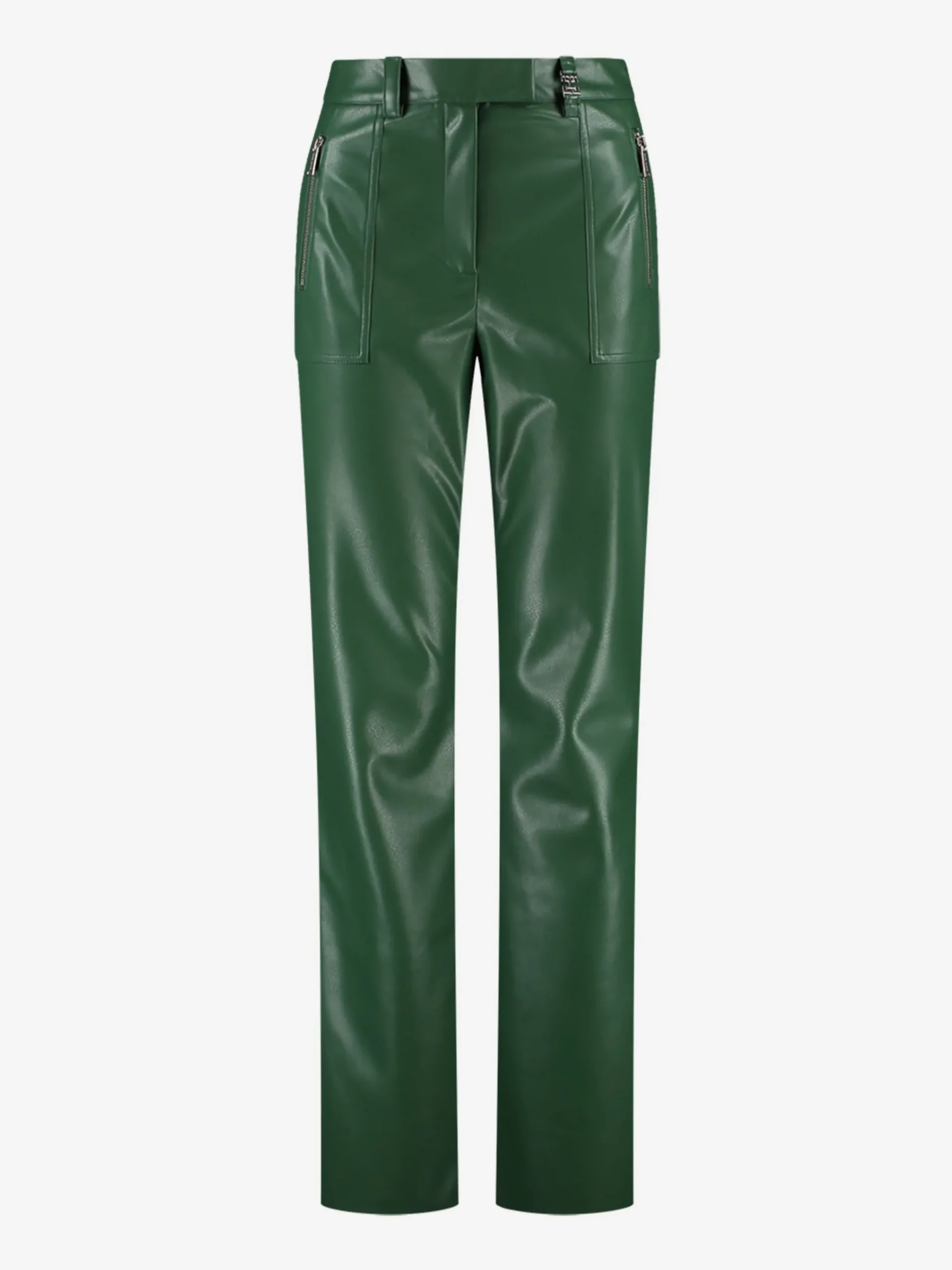 Broek van imitatieleer met wijde pijpen