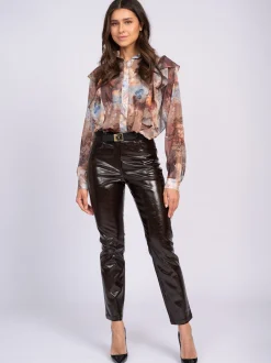 Broek van imitatieleer met craquelu00e9 patroon