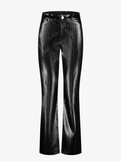 Broek van imitatieleer met croco patroon
